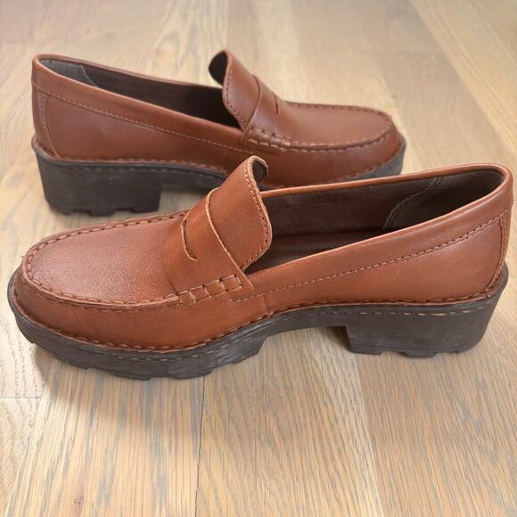 Like New Worn Once Born Brown Carrera Leather Penny Loafers - Picture 2 of 9